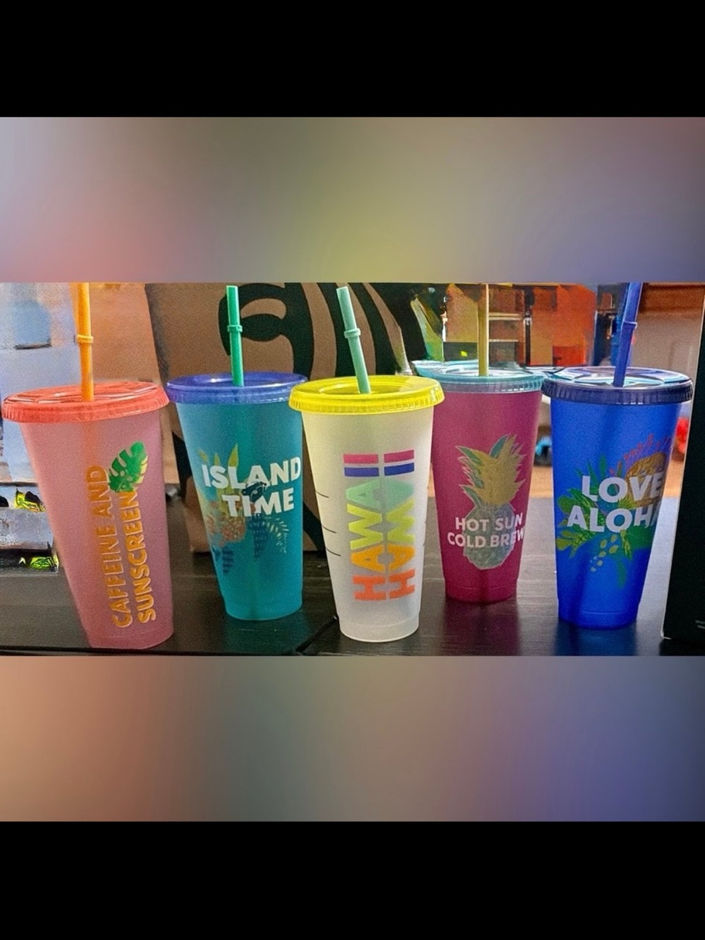 🏝️ Hawaii cold cup STARBUCKS lid straw Collection new reusable HTF hawaiian